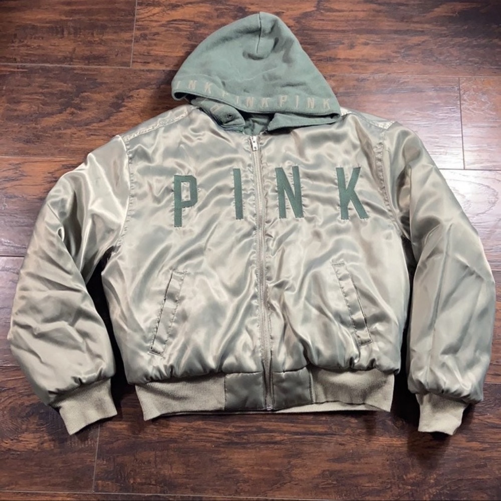 VS Pink Hooded Bomber Jacket